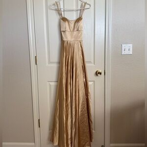 Gold backless prom dress